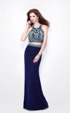 Primavera Couture - Two-piece Sequined Halter Neck Jersey Sheath Gown 1594