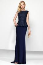 Alyce Paris - 5798 Beaded Lace Bateau Jersey Sheath Dress