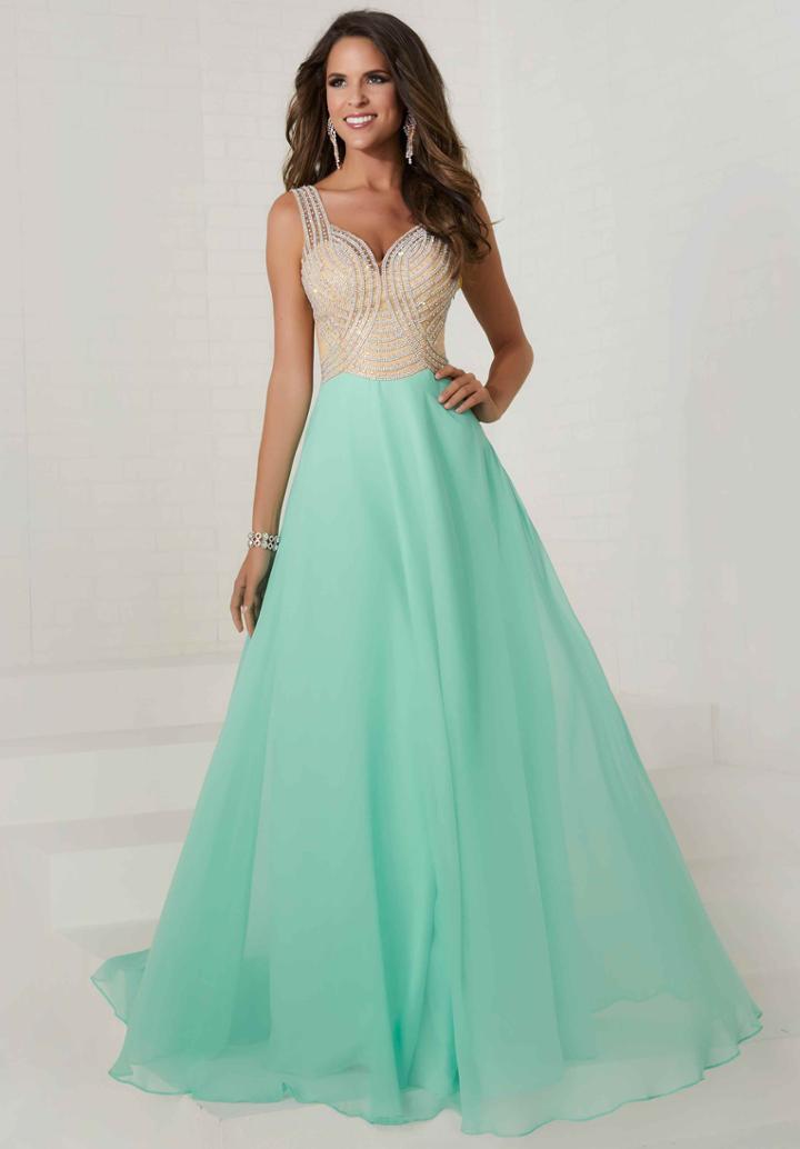 Tiffany Designs - 16295 Sleeveless Crystal Bodice Chiffon Gown
