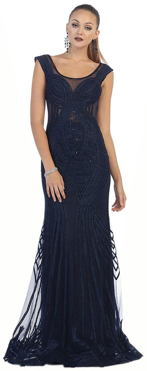 May Queen - Stunning Scoop Neck Cap Sleeve Mermaid Dress Rq7441