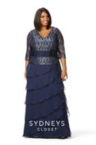 Sydney's Closet - Sc4023 Plus Size Dress In Navy Gold Metallic