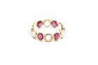Tresor Collection - Rainbow Moonstone & Pink Tourmaline Stackable Ring Band In 18k Yellow Gold