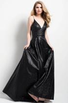 Jovani - 51789 Laser Cut Leather Spaghetti Straps Dress