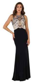 May Queen - Rq7498 Jewel Embellished Sleeveless Evening Gown