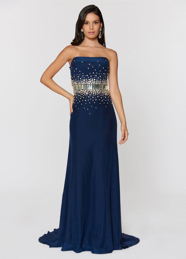 Ashley Lauren - 1078 Strapless Beaded Belt Evening Dress