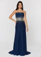 Ashley Lauren - 1078 Strapless Beaded Belt Evening Dress