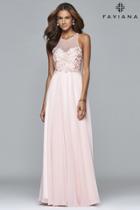 Faviana - S7997 Long Chiffon Fit And Flare With Applique Top
