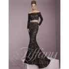 Tiffany Designs - Classy Embellished Lace Two-piece Evening Gown 46084