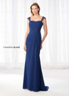 Cameron Blake - 218624 Chiffon Sheath Dress With Removable Cap Sleeves