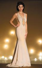 Mnm Couture - L5016 Beaded Sleeveless Halter Trumpet Gown