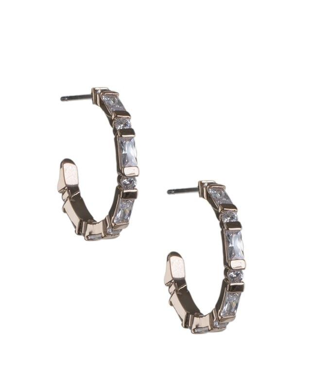 Cz By Kenneth Jay Lane - Baguette Diamond Simulant Mini Hoops