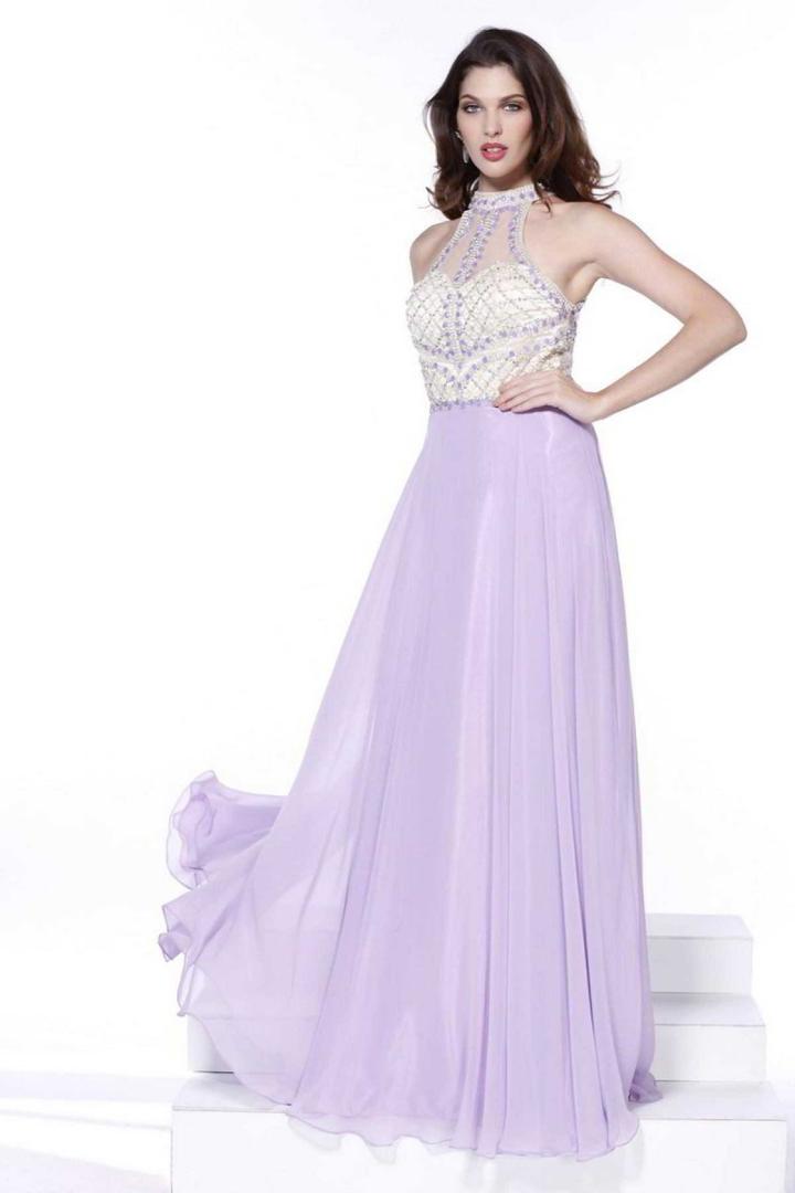 Nox Anabel - 8201 Beaded Sleeveless Halter Long Gown