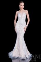 Terani Evening - Entrancing Beaded Mermaid Dress With Illusion Neckline 1611gl0467