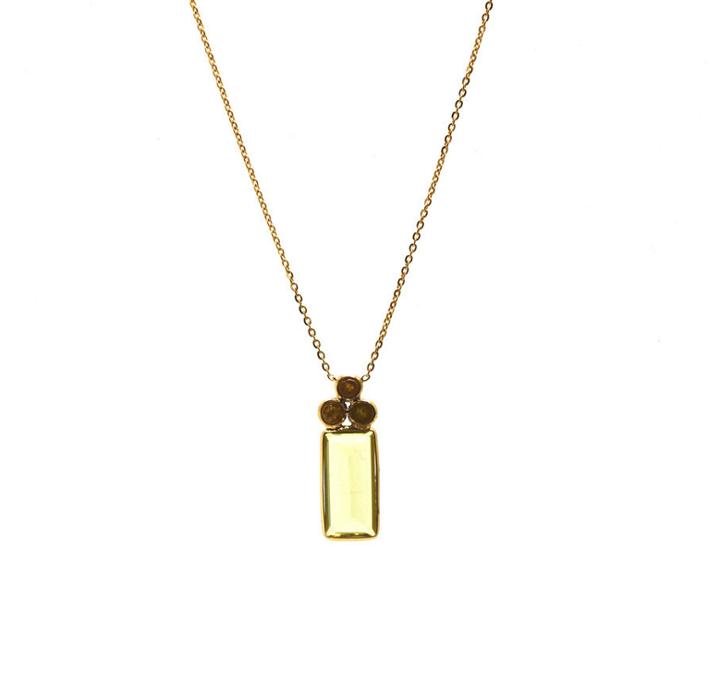 Tresor Collection - Aquamarine Rectangular And Champagne Diamond Necklace In 18k Yellow Gold