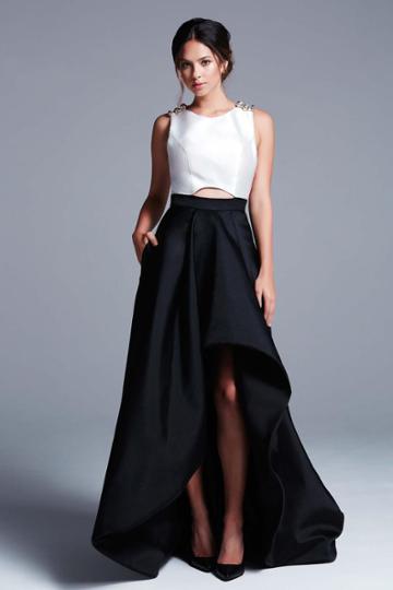 Ieena For Mac Duggal - 25000 Cap Gown In Black/white