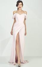 Mnm Couture - Ruffled Off-shoulder Sleeve Sheath Dress G0665