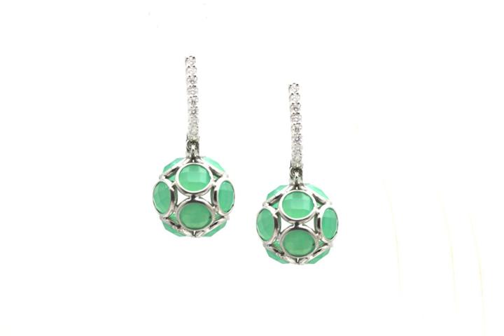 Tresor Collection - Crysophrase Ball Earrings With Diamond Huggies In 18k Yellow Gold Crysophrase Ball Earrings With Diamond Huggies In 18k Yellow Gold