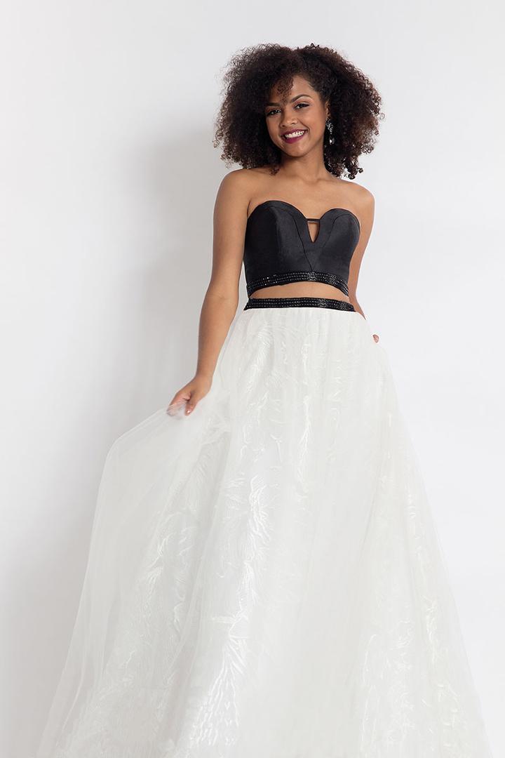 Rachel Allan - 6096 Two-piece Cutout Bodice Lace Gown