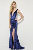 Angela And Alison - 81141 Deep Neckline And Sides Mermaid Gown