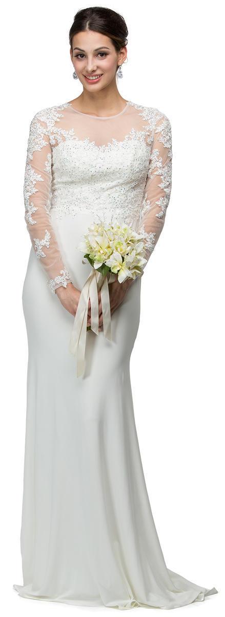Dancing Queen - Elegant Embellished Laced Dress With Sheer Neck And Sleeves 9577