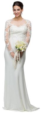 Dancing Queen - Elegant Embellished Laced Dress With Sheer Neck And Sleeves 9577