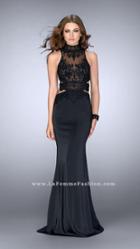 Gigi - Stunning Lace And Beaded High Illusion Neck Jersey Dress 24558