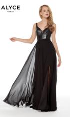 Alyce Paris - 60242 Leather Deep V-neck Chiffon A-line Dress
