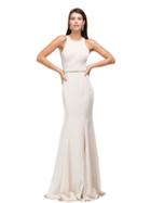 Sparking Jewel-accented High Scoop Jersey Mermaid Dress