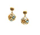 Tresor Collection - Multicolor Stones Origami Sphere Ball Earring In 18k Yellow Gold