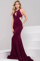 Jovani - Jvn49373 Sleeveless Jersey Cutout Jewel Neck Gown