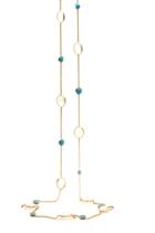 Tresor Collection - Rainbow Moonstone & Turquoise Long Necklace In 18k Yellow Gold