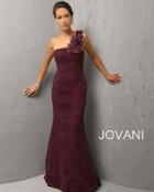 Jovani - Ruched Bodice One-shoulder Trumpet Dress 7761