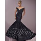 Tiffany Designs - Crystal Encrusted Off-shoulder Mermaid Evening Gown 46108