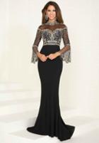 Tiffany Designs - 16285 Sequined High Neck Jersey Trumpet Dress