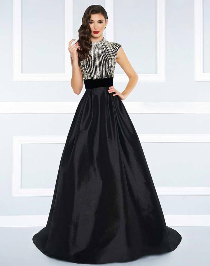 Mac Duggal Black White Red - 77269r Open Back Embellished Ballgown