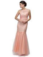Dancing Queen - Beaded Lace Mermaid Dress With Back Bow 8851