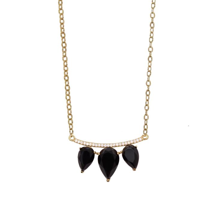Rachael Ryen - Gemstone Wings Necklace In Black Onyx Style 2