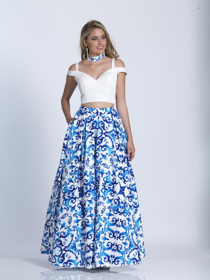 Dave & Johnny - 3473 Two Piece V-neck Printed A-line Dress