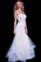 Jovani - 57428 Strapless Beaded Lace Sweetheart Mermaid Dress