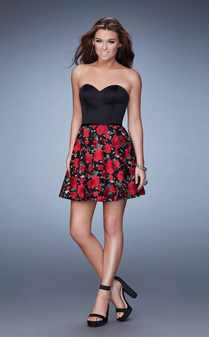 La Femme - 23500 Sweetheart Floral Cocktail Dress