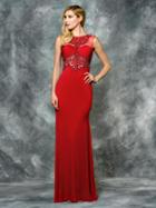 Colors Dress - 1703 Ornate Illusion Cut Out Jersey Dress