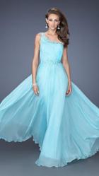 La Femme - Asymmetric Long Embellished Dress 19706