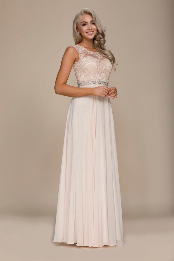 Nox Anabel - Y101 Sleeveless Illusion Jewel Ornate Lace Gown