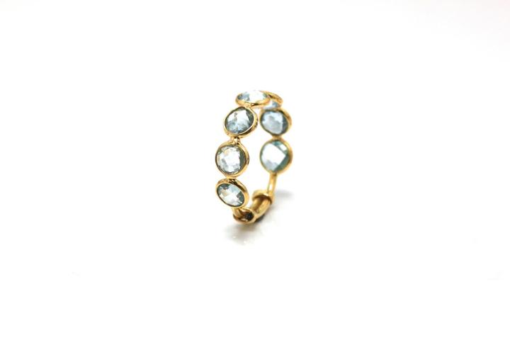 Tresor Collection - Sky Blue Topaz Gemstone Ring Band In 18k Yellow Gold