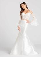 Ellie Wilde - Ew118060 Bell Sleeve Corset Illusion Two-piece Gown