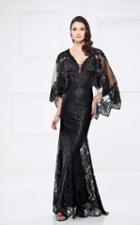 Montage By Mon Cheri - 217949 Cape Sheer Lace Evening Gown