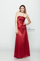 Milano Formals - Strapless Pleated Long Satin A-line Gown B8865