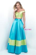 Blush - Vibrant Off-shoulder Sleek A-line Gown 5620