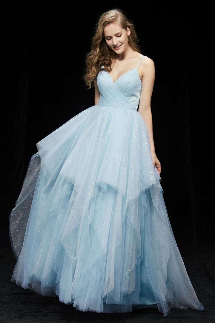 Angela And Alison - 81041 Criss Cross Ruched Ruffled Gown