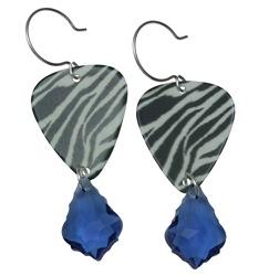 Femme Metale Jewelry - Guitar Pick Earrings Zebra Blue